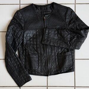 Zara Black Leather Quilted Jacket